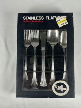 The Cellar Macy's Stainless Flatware 20 Piece Service for 4 Ribbed Flared NIB